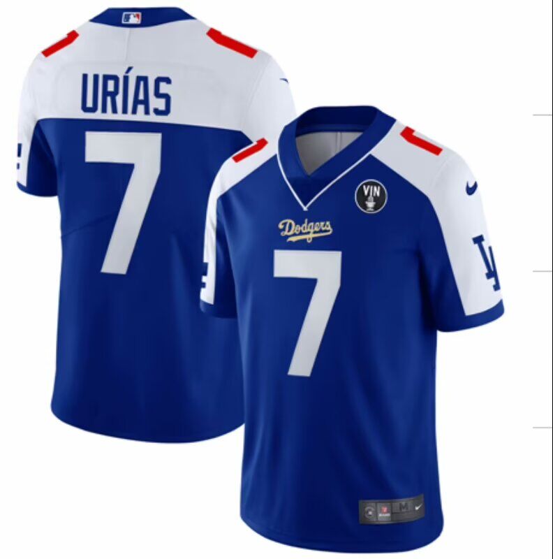 Men Los Angeles Dodgers 7 Urias White blue Nike Game MLB Jersey